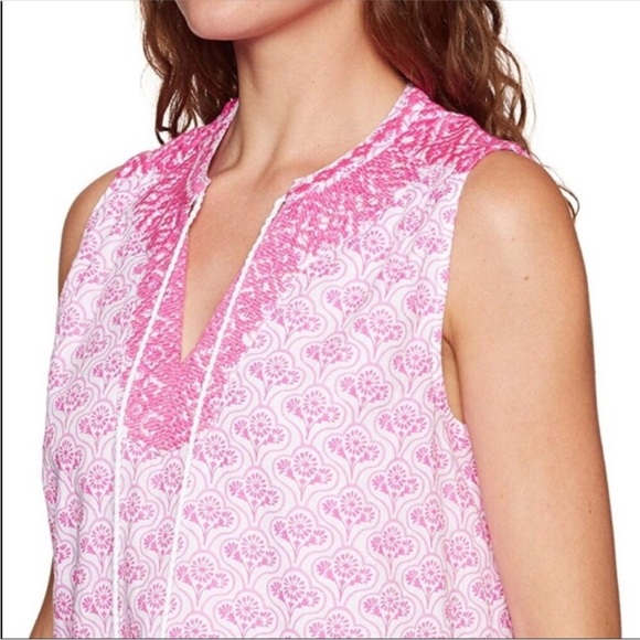 2/$30 Joules Dress Orianne Sleeveless Embroidered Pink & White Geometric Size 4 - Picture 4 of 15